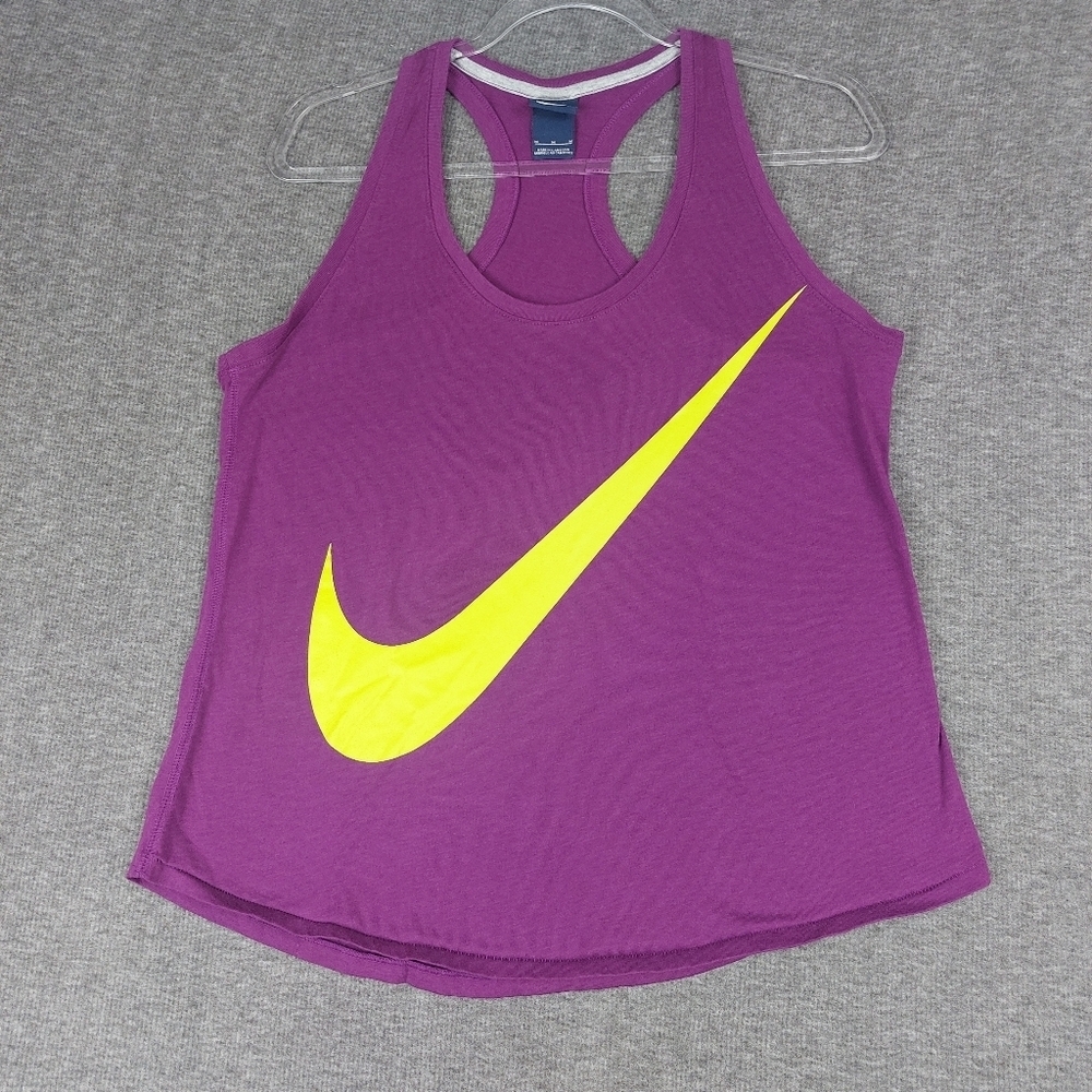 NIKE WOMENS PURPLE SLEEVELESS SCOOP NECK RACERBACK ATHLETIC TANK TOP SIZE MEDIUM